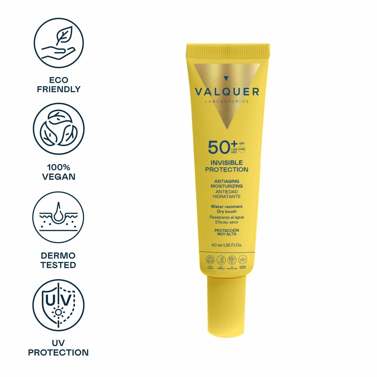 Sauļošanās krēms sejai Valquer Spf 50 40 ml Balts